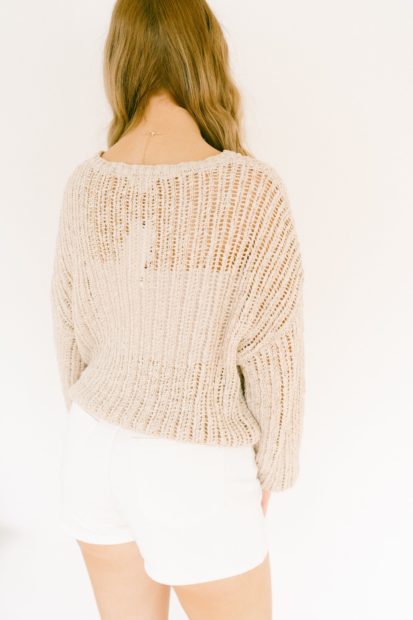 Natural Sheer Knit Pullover Sweater