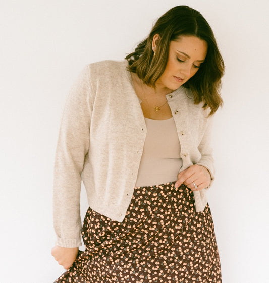 Beige Button Front Cardigan