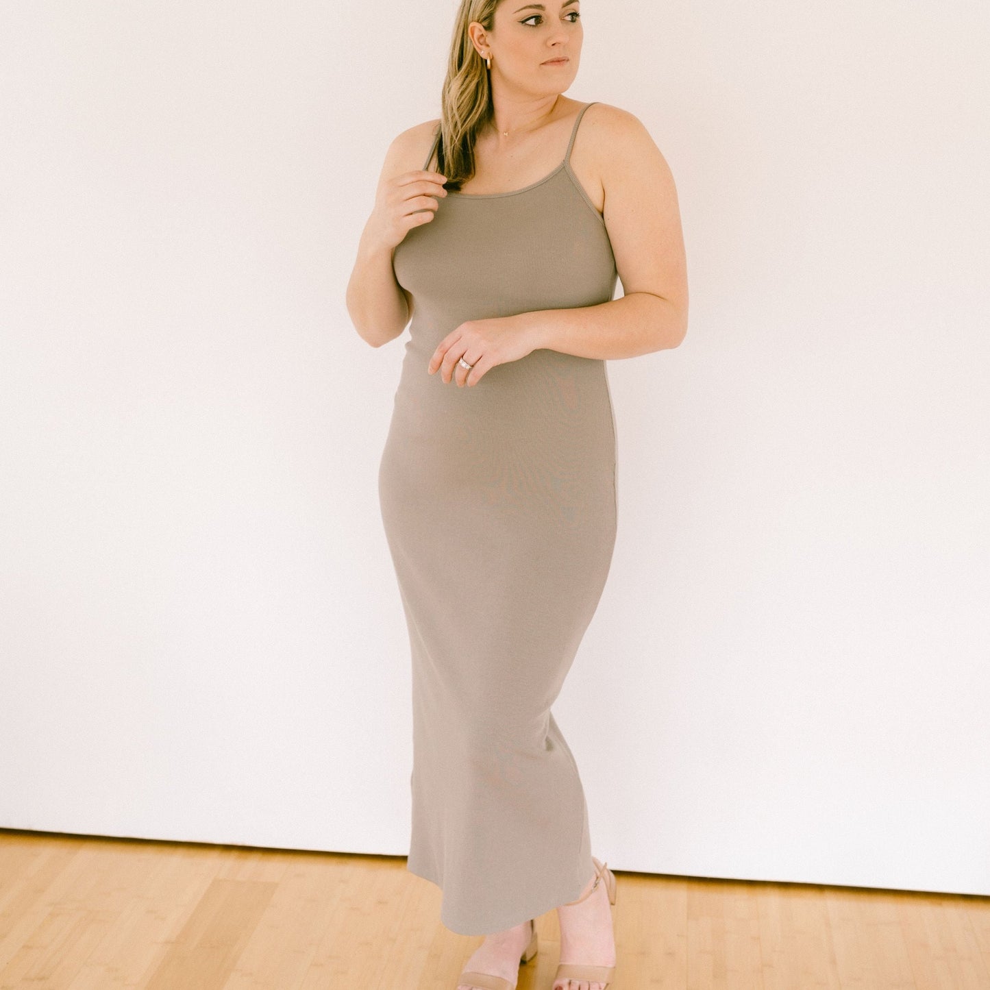 Burnt Taupe Ribbed Dress