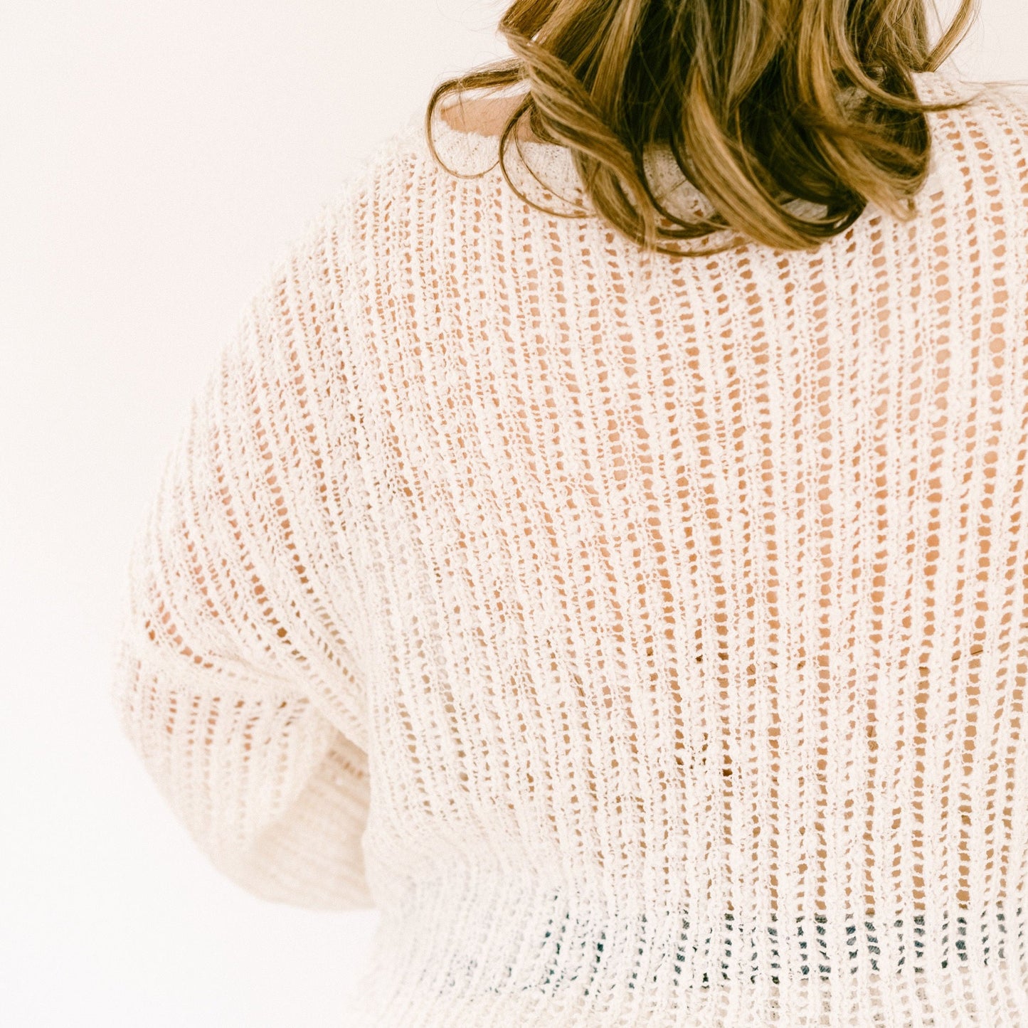 Cream Sheer Knit Pullover Sweater