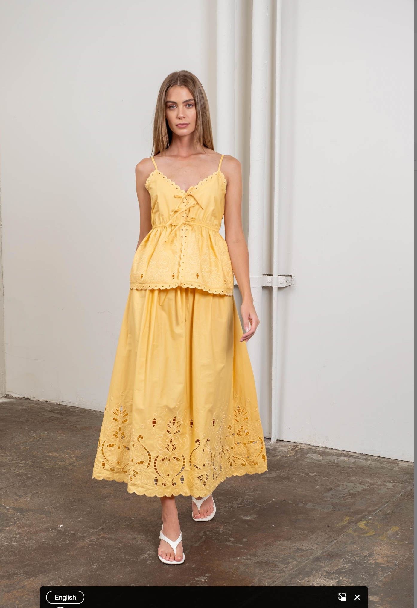 Yellow Eyelet Detail Top