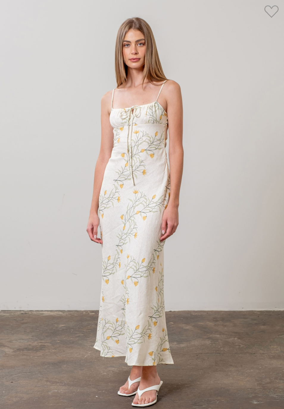 Front TieFloral Midi Dress