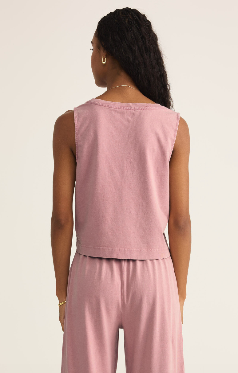 Z Supply-Sloane V-Neck Top – Pink Smoke