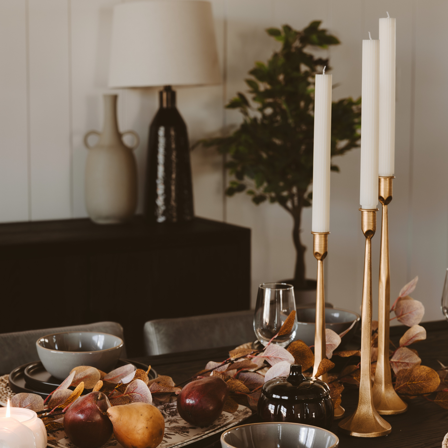 Gold Cast Iron Taper Candle Holders – Set of 3