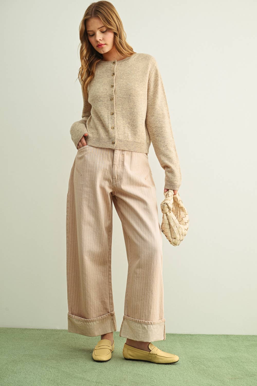 Beige Button Front Cardigan
