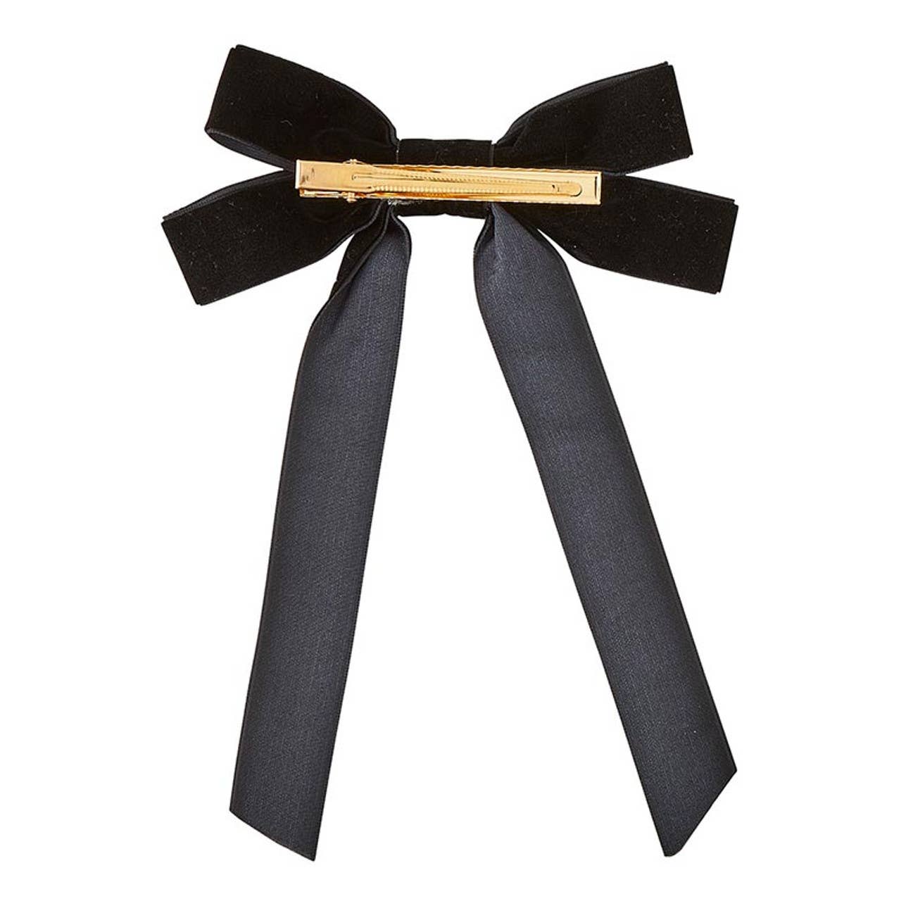 Velvet Bow Clip Set - White/Black