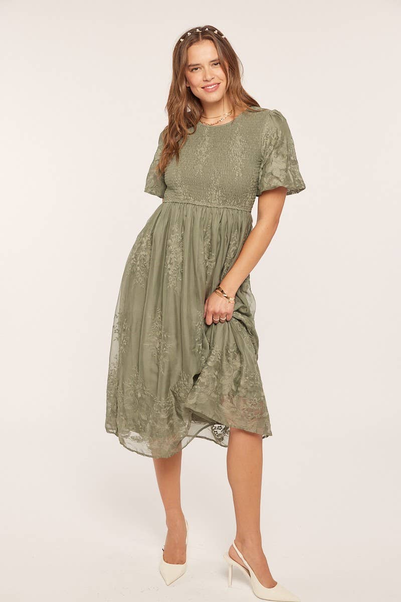 The Amelie Embroidered Midi Dress