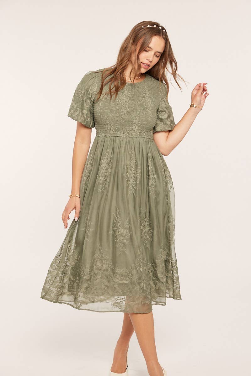 The Amelie Embroidered Midi Dress