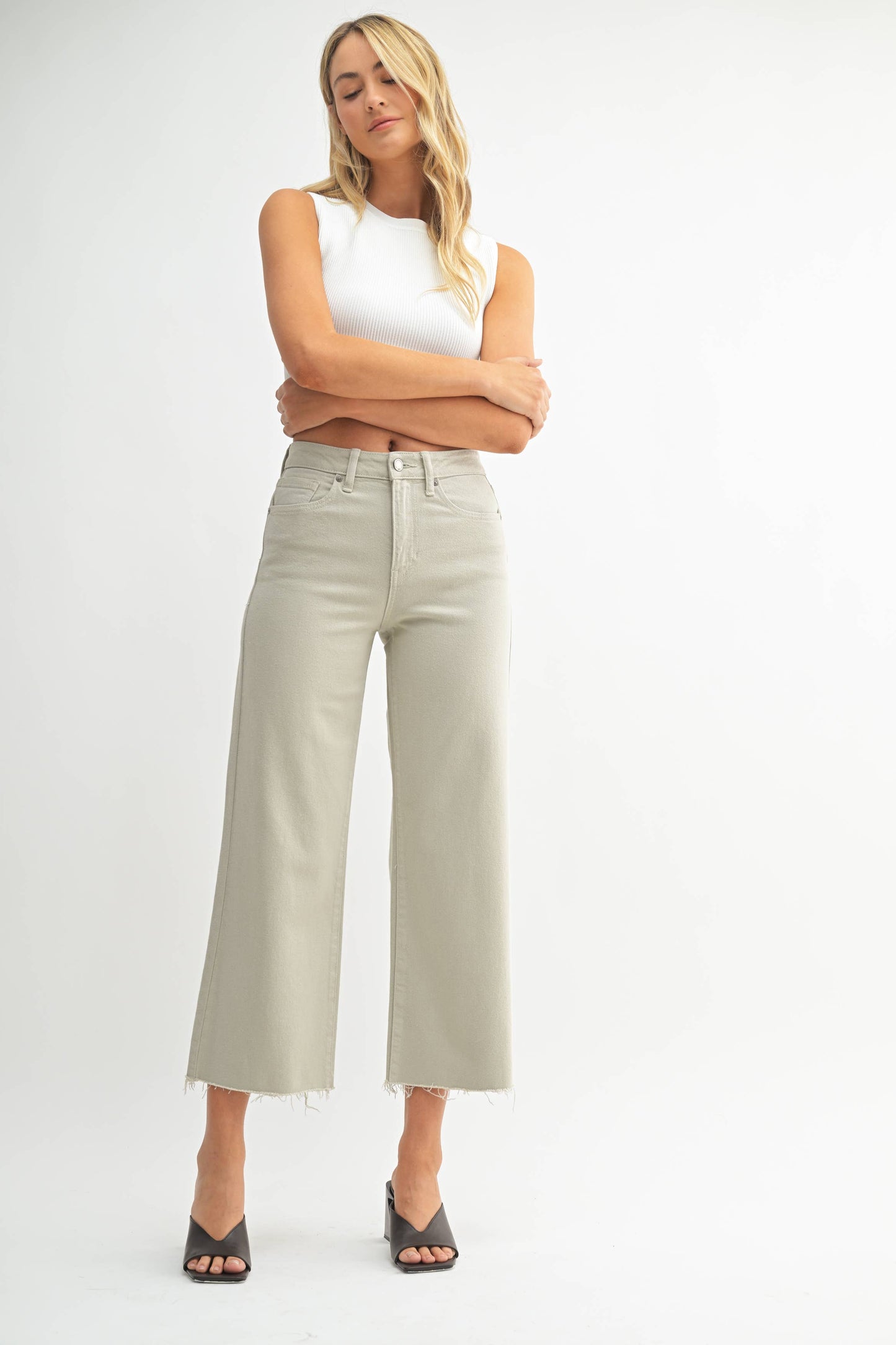 Slim Wide Leg Olive