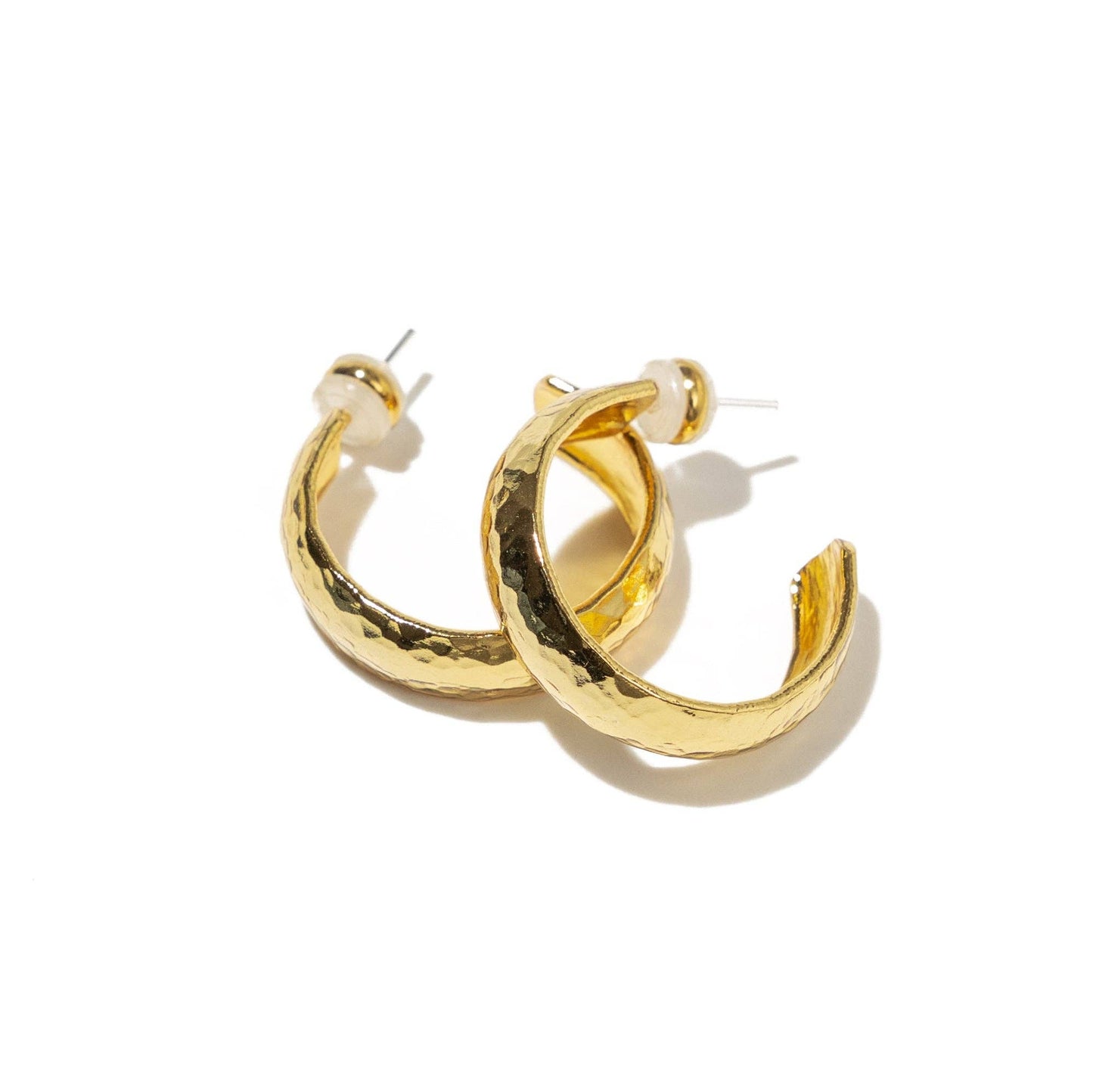 Gold Hammered Hoops