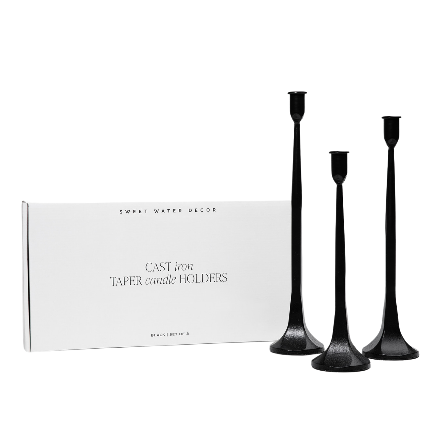 Cast Iron Taper Candle Holder- Set of 3