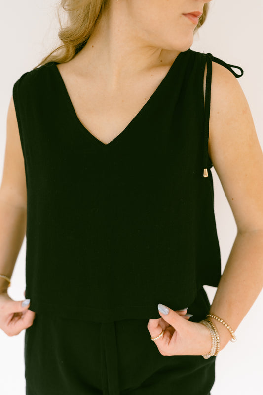 Riah's Black V-Neck Sleevless Tank - FINAL SALE