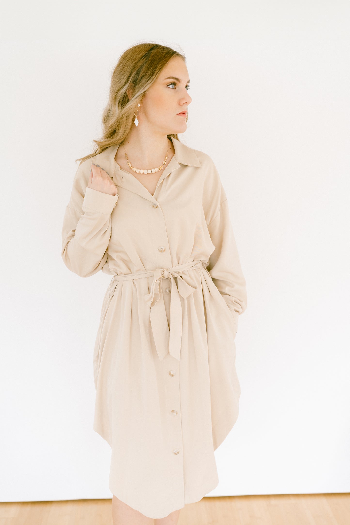 FINAL SALE-Gina Outerlayer Belted Dress