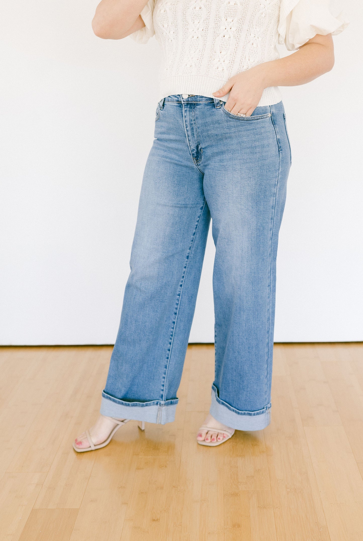 Cuffed Palazzo Jeans