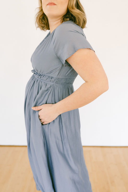 Dusty Blue Midi Dress