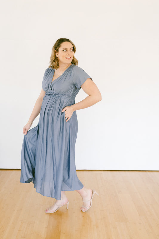 Dusty Blue Midi Dress