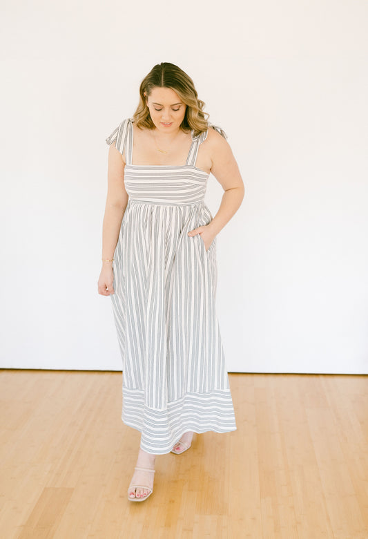 Stripe Pattern Maxi Dress