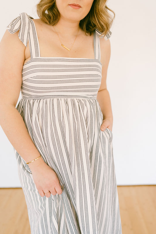 Stripe Pattern Maxi Dress