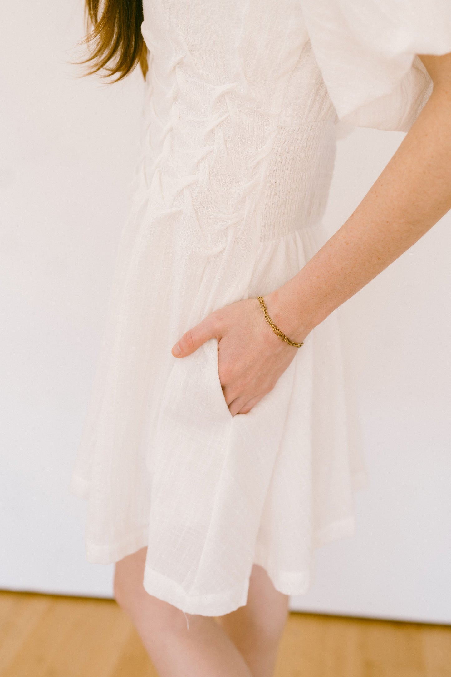 Gauzing Off White Mini Dress