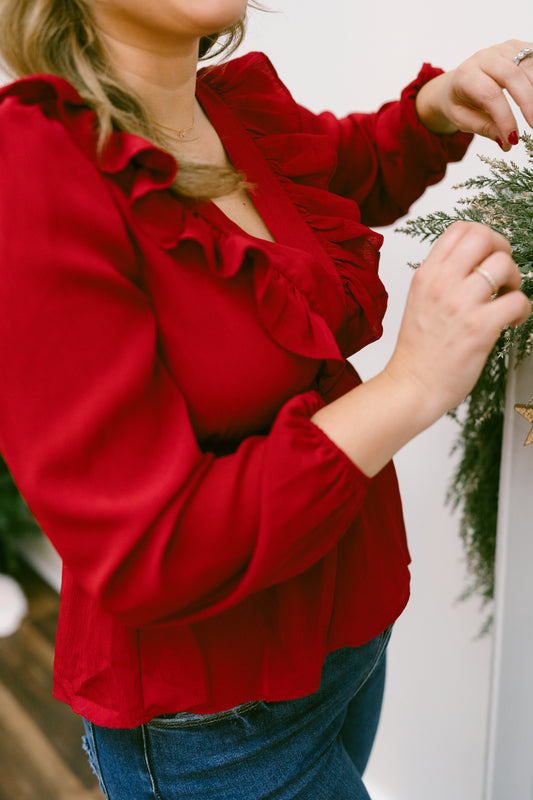 Crimson Cascade Blouse