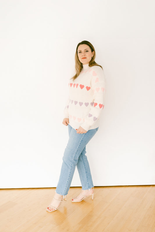 Multi Color My Heart Knit Sweater