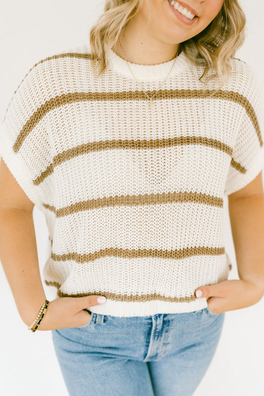 Dolman Sleeve Stripped Knitted Top