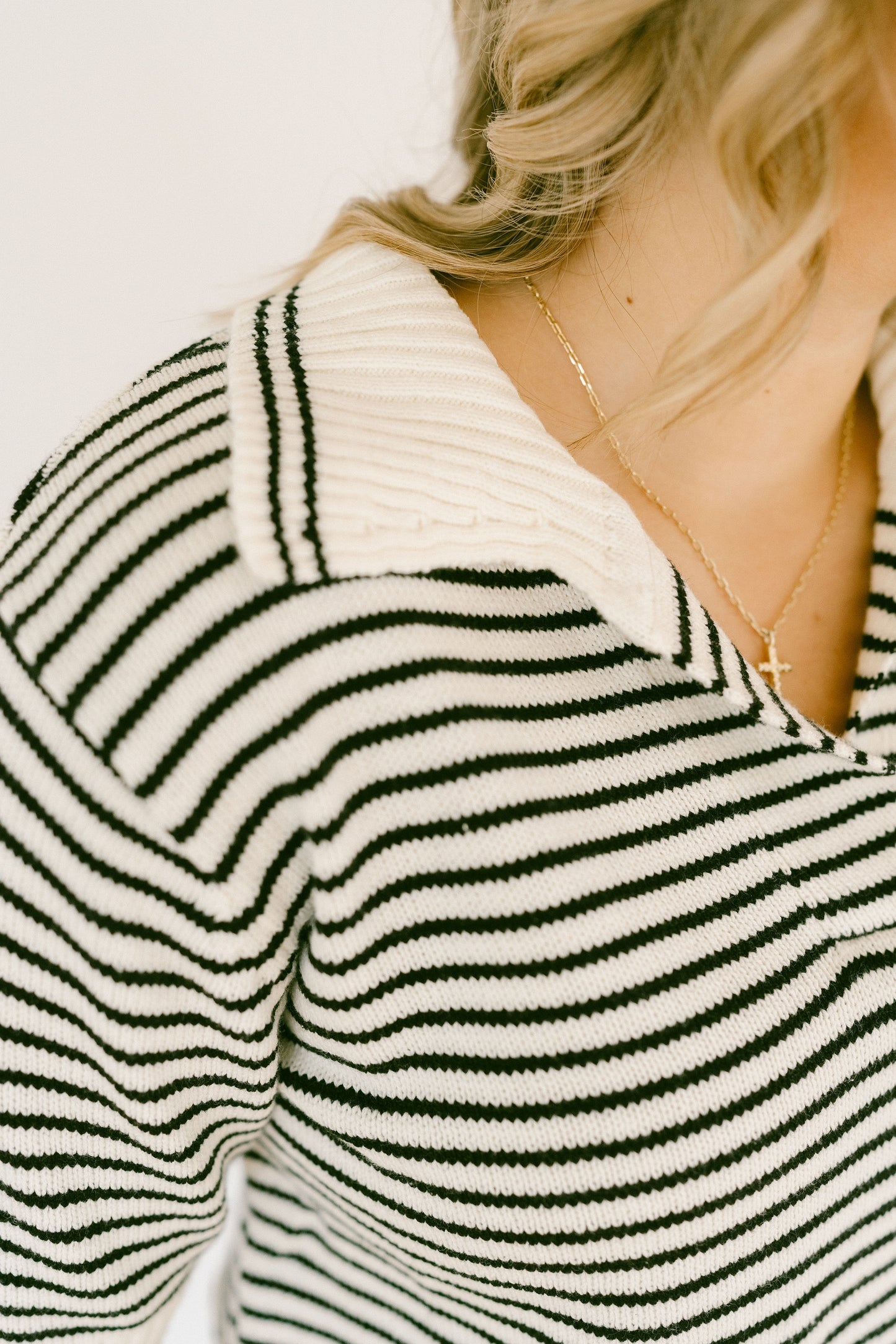 Delilahs Stripe Collar Knitted Top