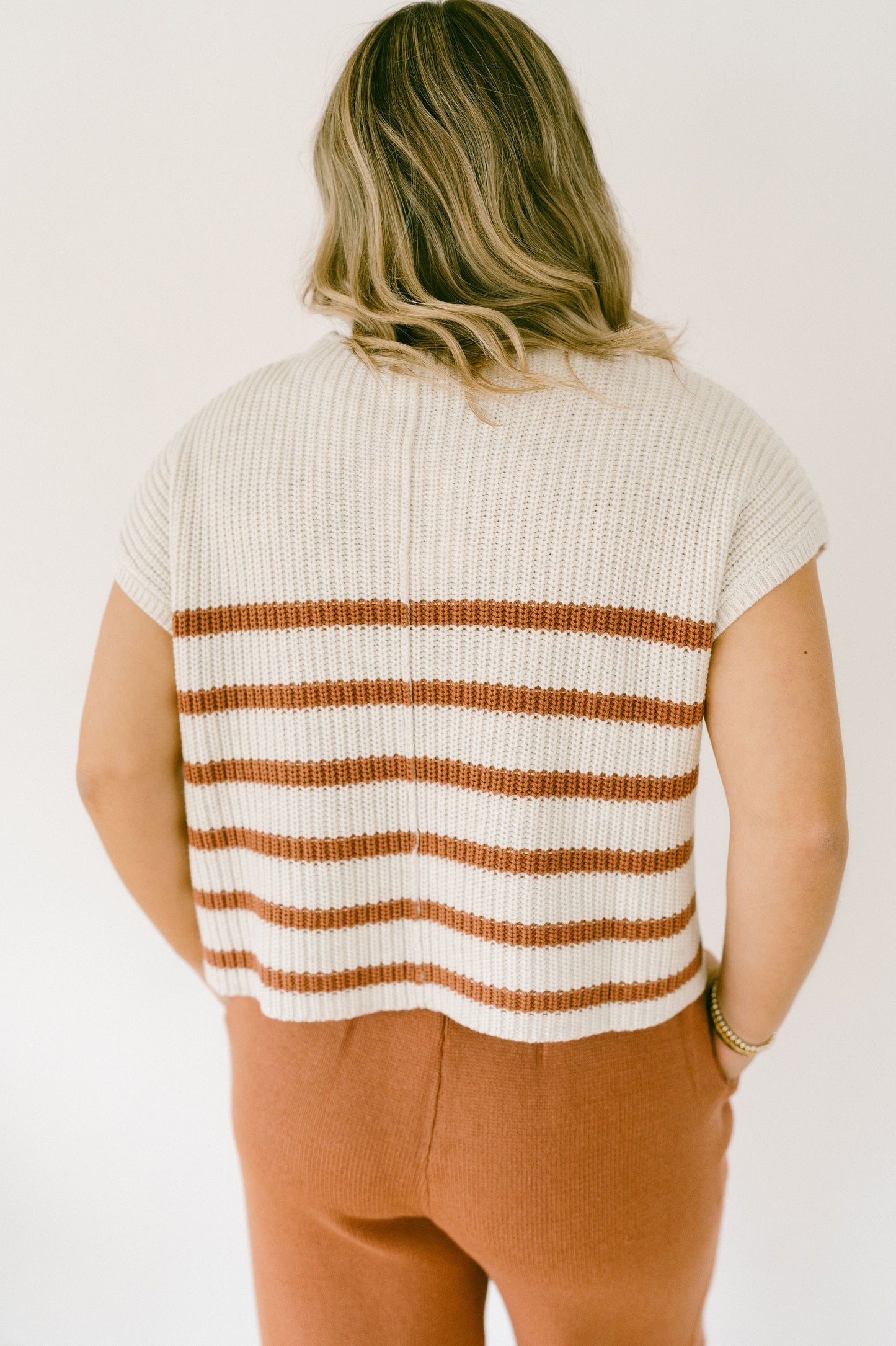 Half Mock Neck Striped Knit Top