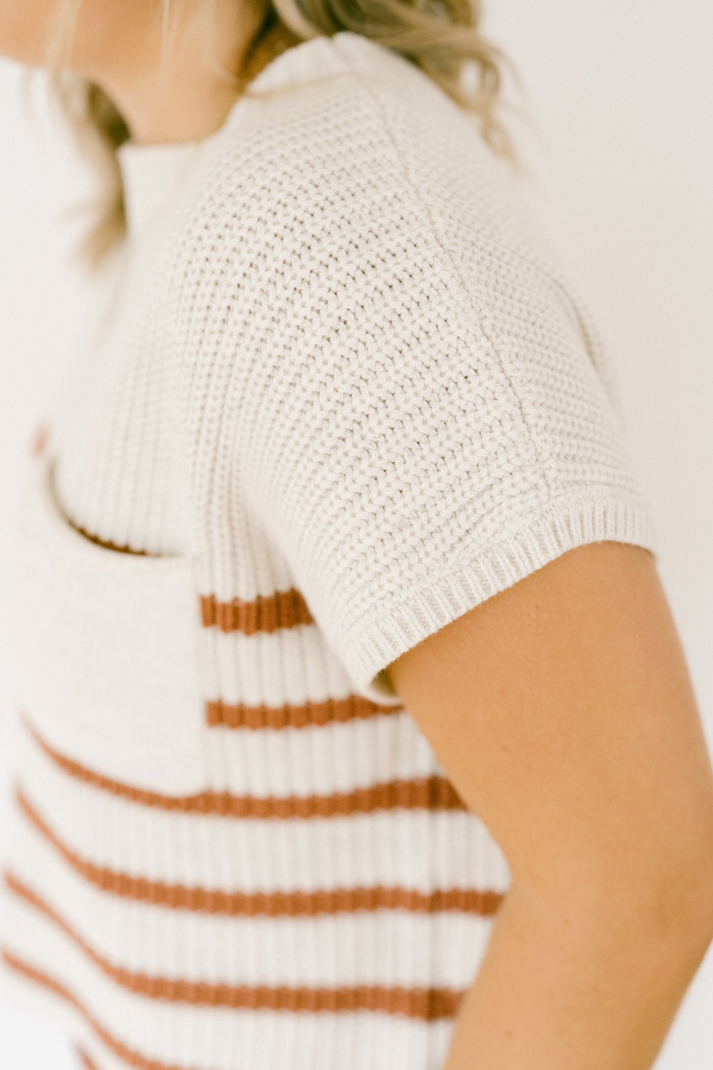 Half Mock Neck Striped Knit Top