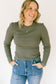 Olive Ribbed Long Sleeve Basic Top