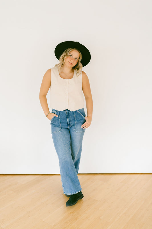 Classic Cream Button-Up Vest