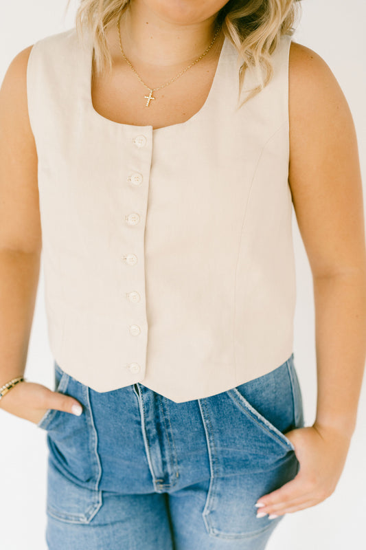 Classic Cream Button-Up Vest