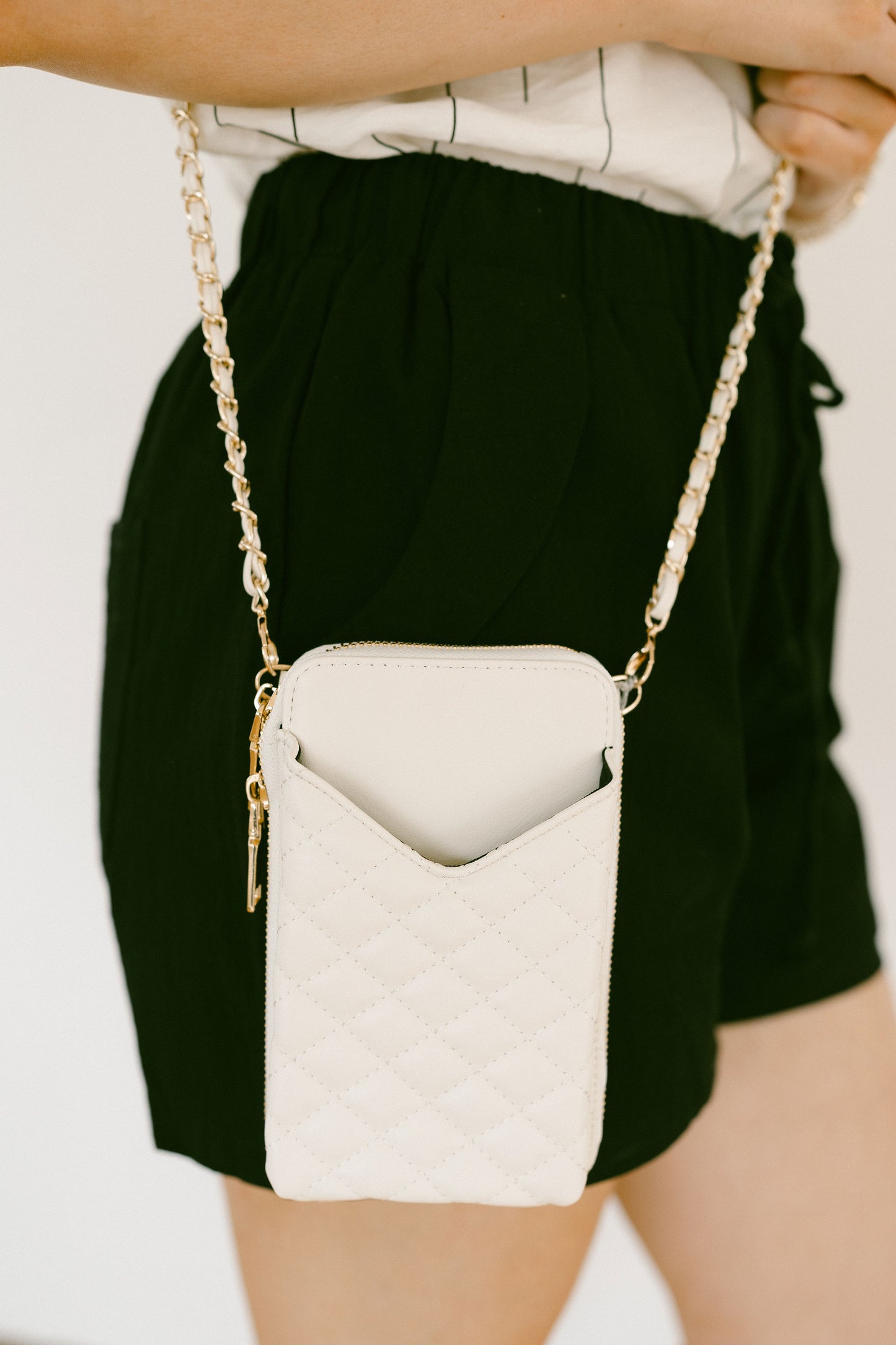 Cream Quilted Convertible Crossbody