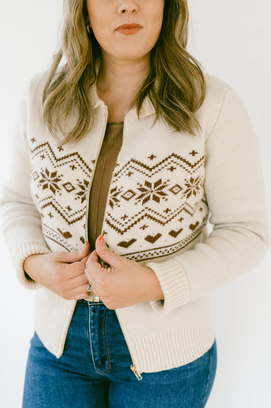 Festive Zip Up Sweater