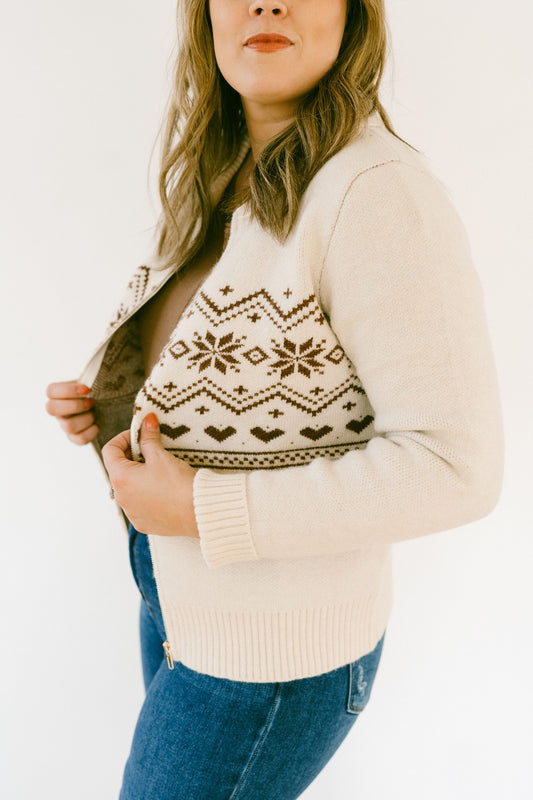 Festive Zip Up Sweater