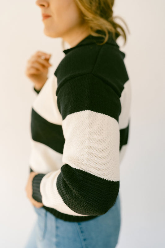 Suave Stripes Navy and White Collared Sweater