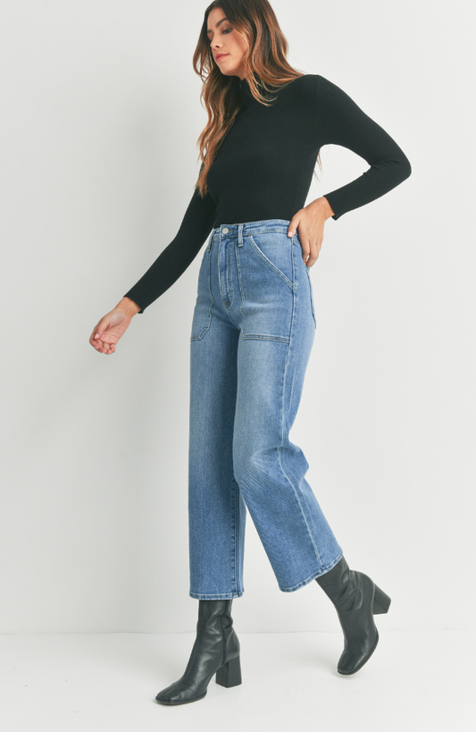 Contemporary 70s Wide-Leg Jeans-Medium Wash