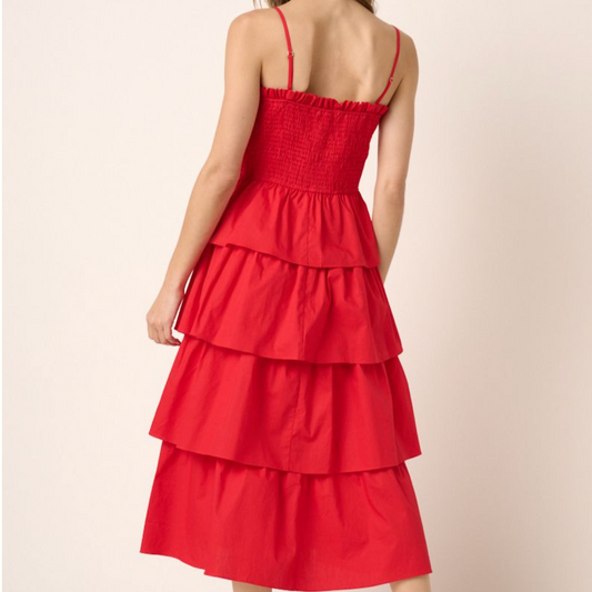 Charming Rose Ruffle Midi Dress