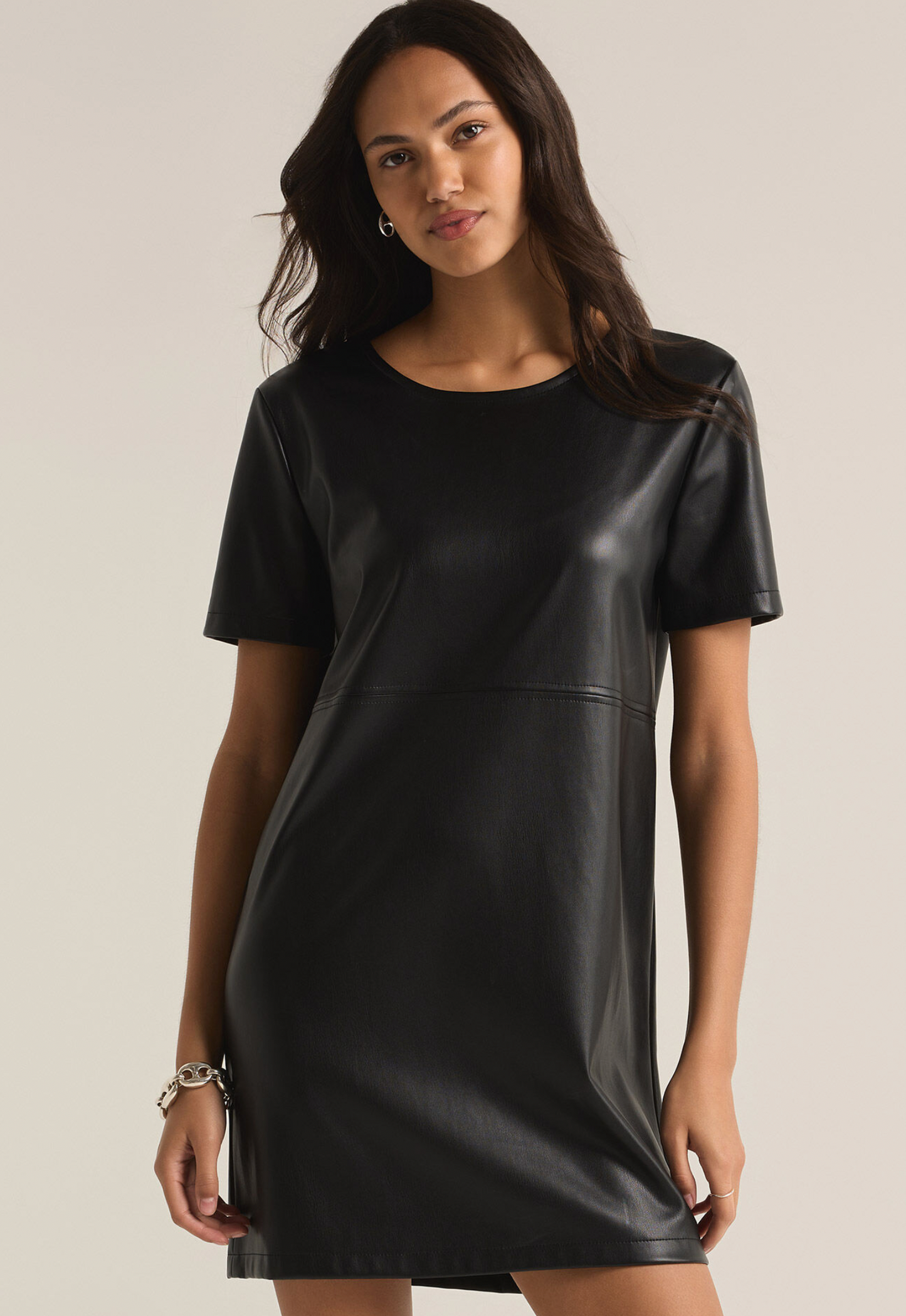 Z SUPPLY-Black Faux Leather Dress