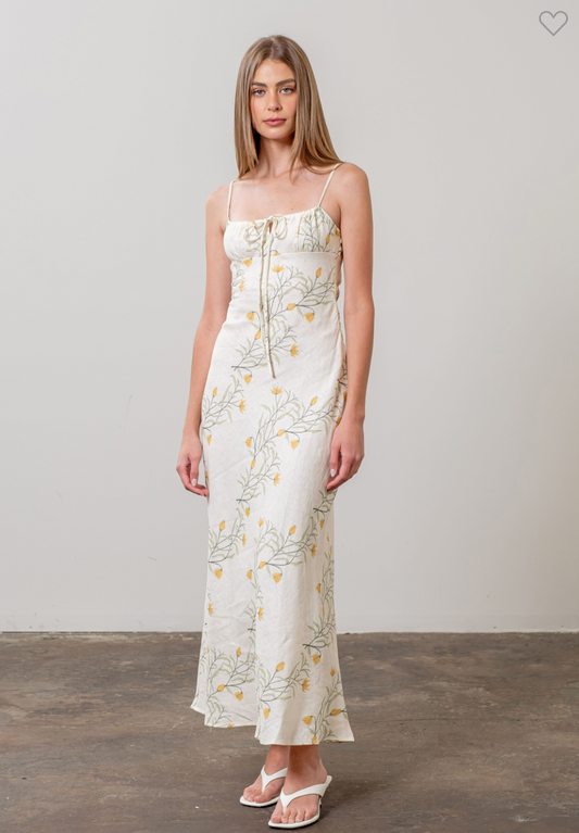 Front TieFloral Midi Dress