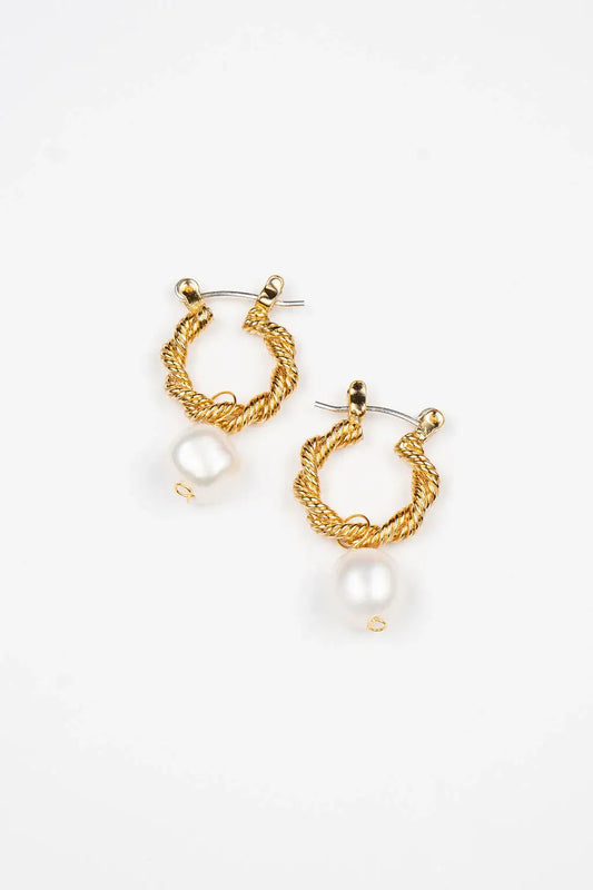 Brenda Grands Jewelry - Double Aspen Hoops Small With Pearls