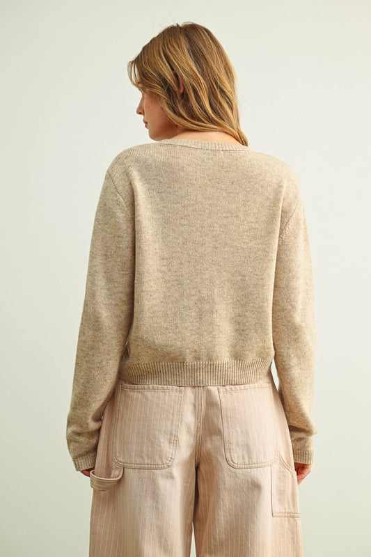 Beige Button Front Cardigan
