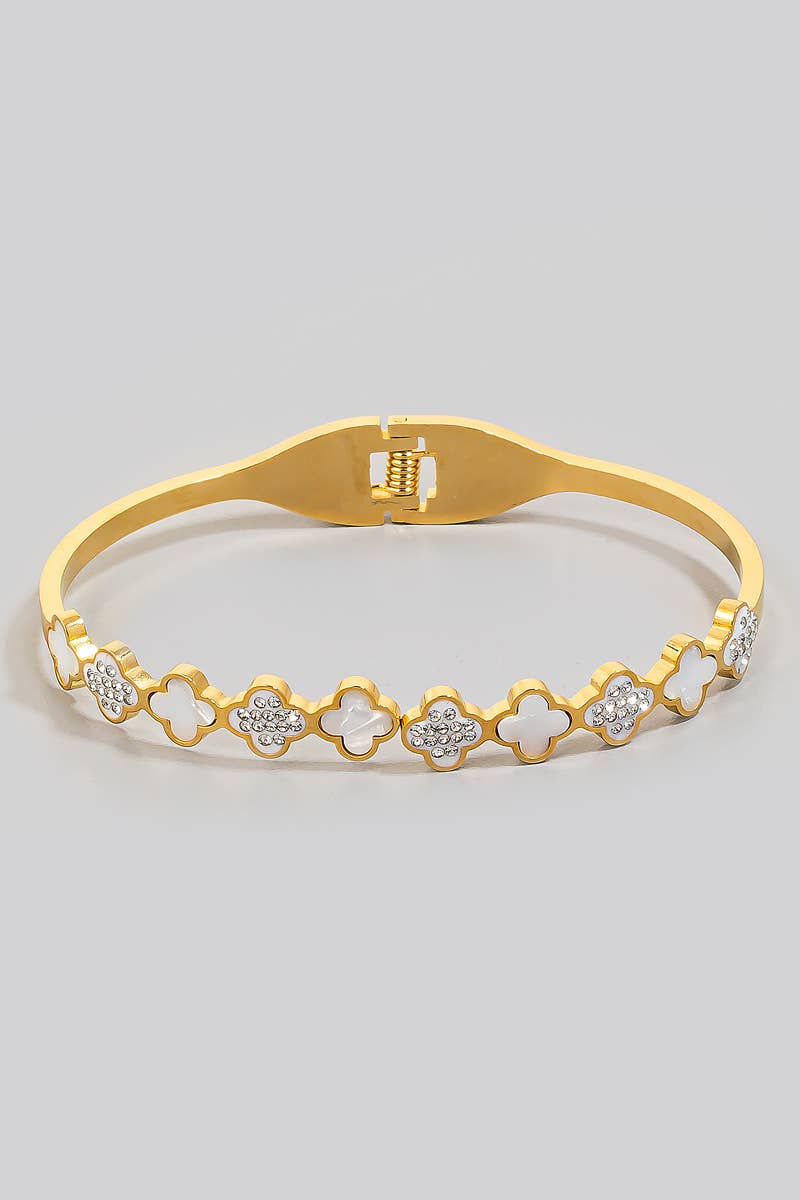 Golden Clover Shell Hinge Bracelet