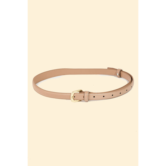 Thin Faux Leather Belt in Ivory