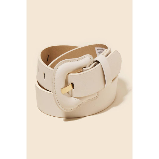 Faux Leather Fashion Belt in Ivory