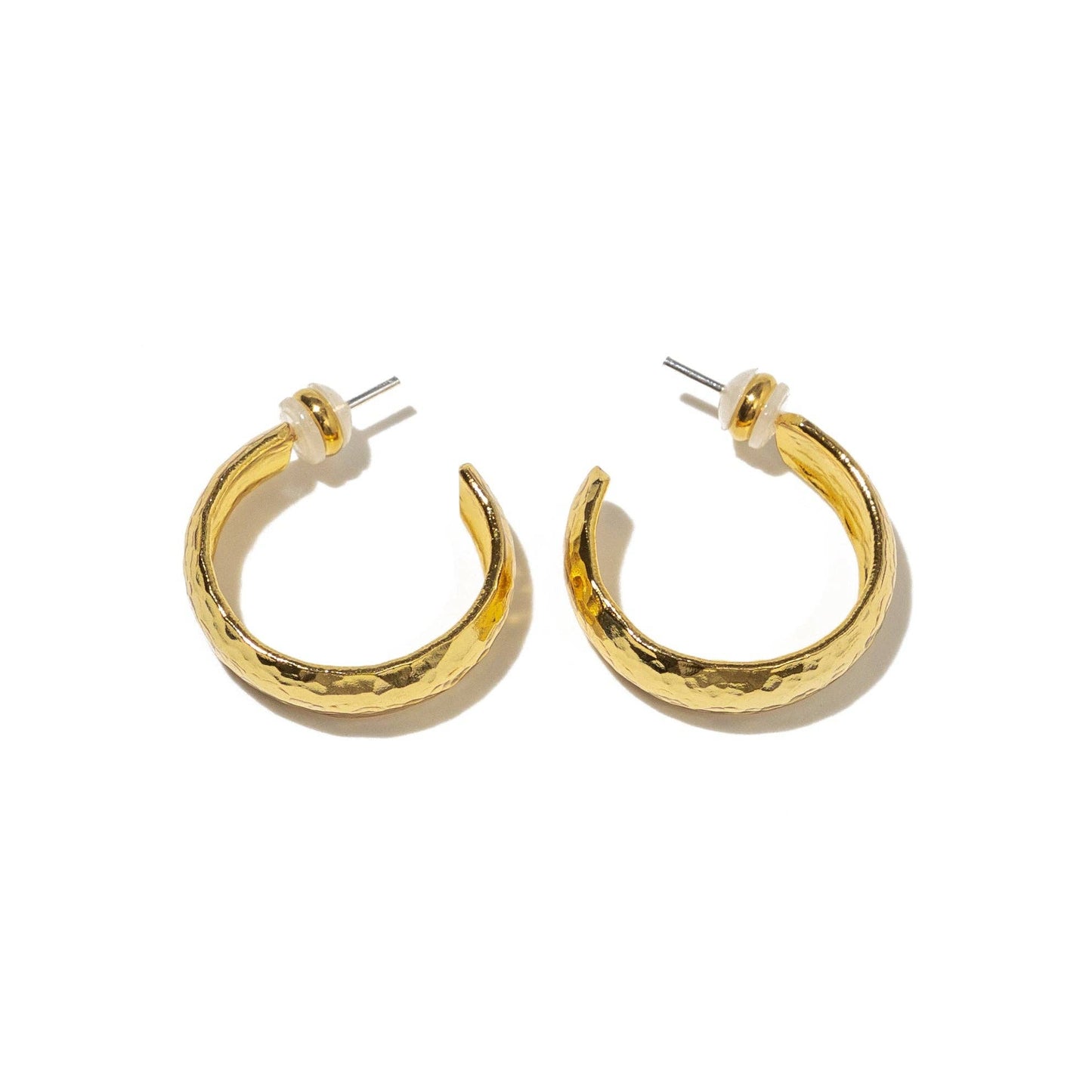 Gold Hammered Hoops