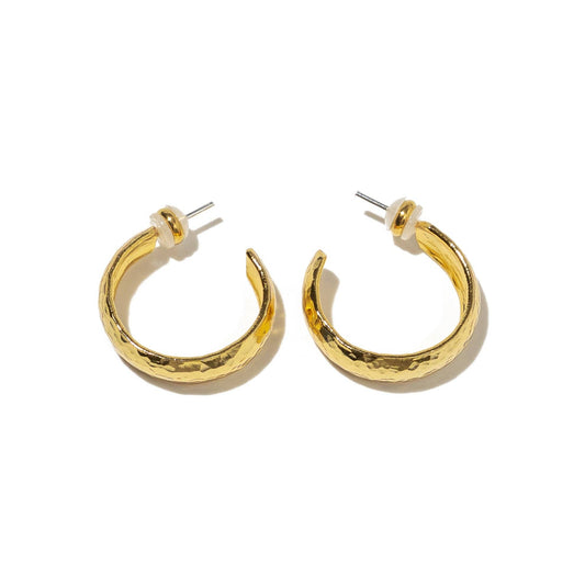 Gold Hammered Hoops
