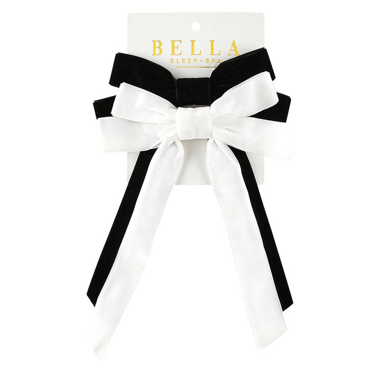 Velvet Bow Clip Set - White/Black