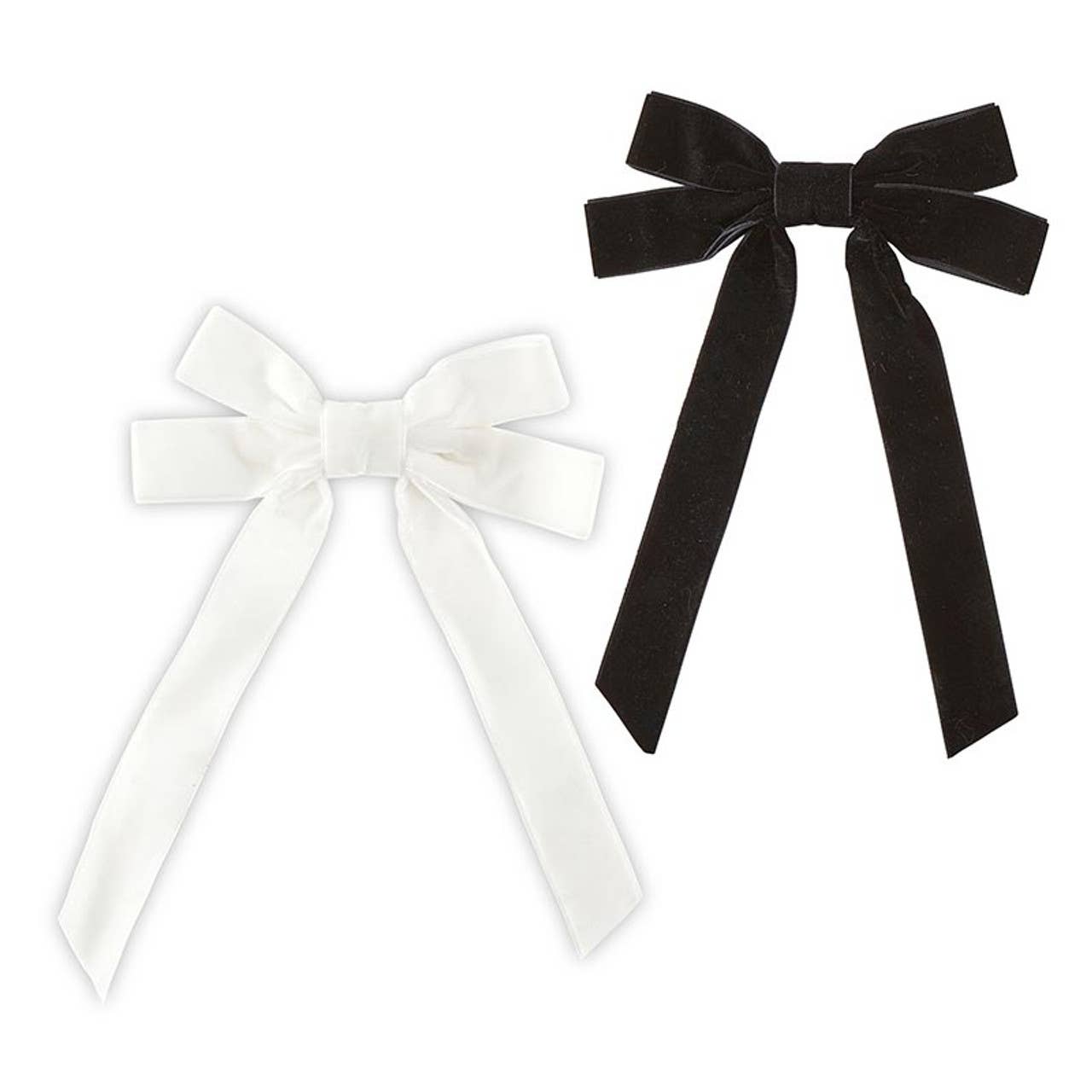 Velvet Bow Clip Set - White/Black