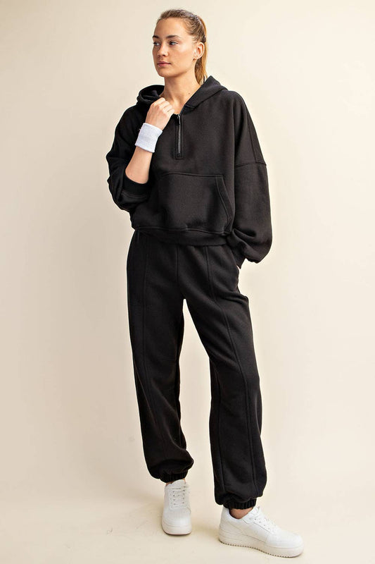 Black French Terry Fleece Jogger Sweat pant